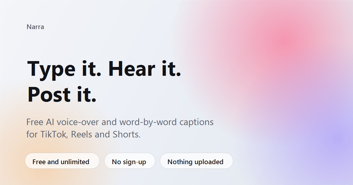 Captions for vertical video that never leave your computer — no upload, no limit, no account